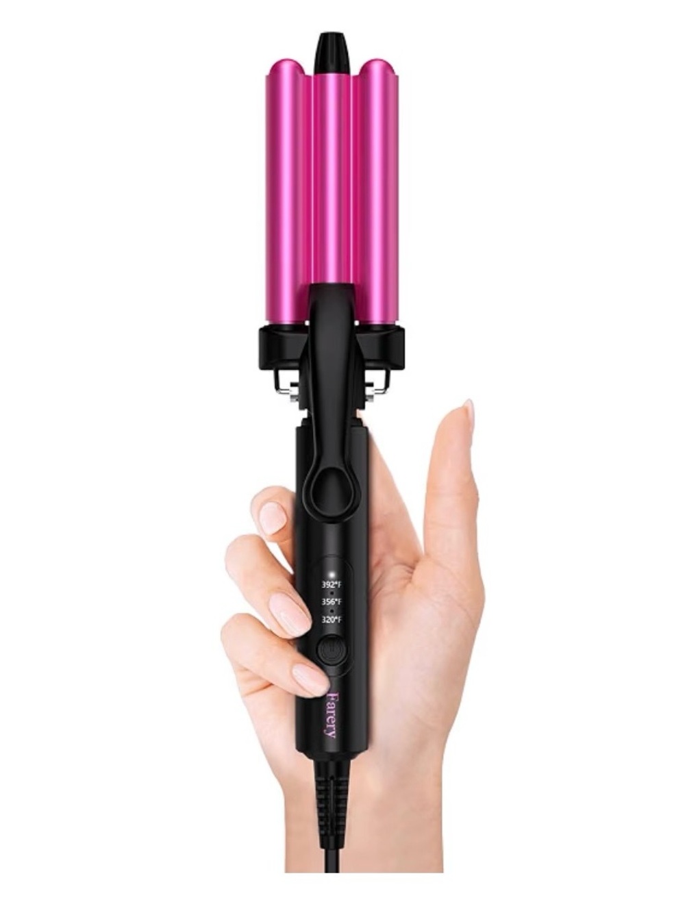 👧🏼 Travel Size Ceramic Triple Barrel Wave Iron - Pink & Black
